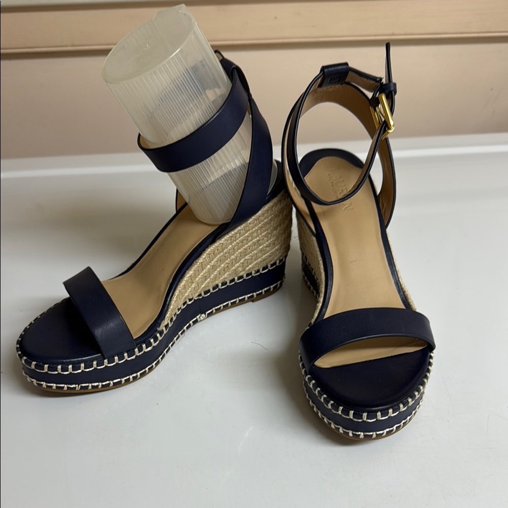 Ralph Lauren Women's Hilarie Ankle-Strap Espadrille Platform Wedge Sandals
